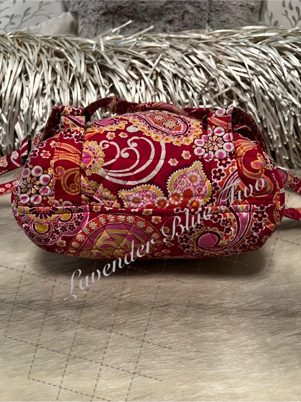 VERA BRADLEY Raspberry Fizz 2008 Zip Front Mini Backpack USA Zip Close Red Pink